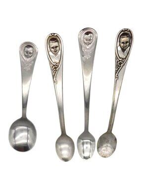 Vintage Gerber Baby Spoons Winthrop Silver Plated Oneida Embossed Handles